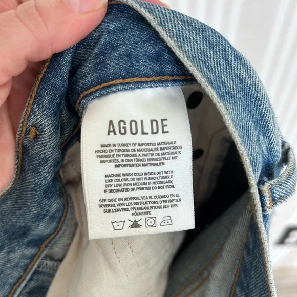 Agolde Riley High Rise Crop Denim Women’s Size 29 Frayed Hem NWOT - Picture 9 of 11